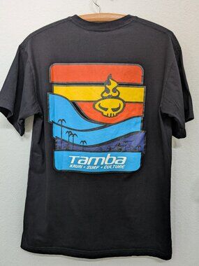 TAMBA Surf Co Kauai Hawaii Black Graphic Tee Men’s Medium Surf Culture S/S Shirt